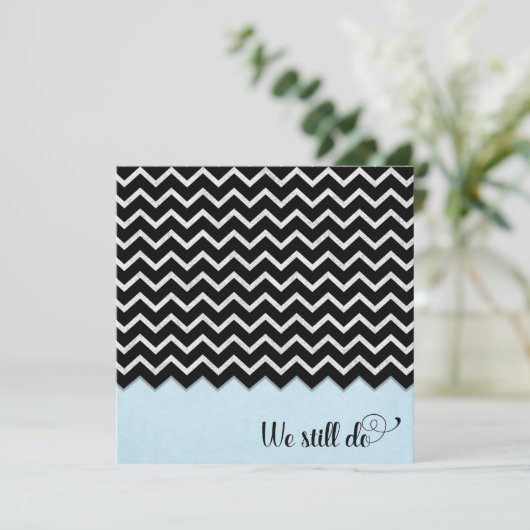 Zickzack blaues Schwarz-Silber-Design Einladung (Stehend Vorderseite)