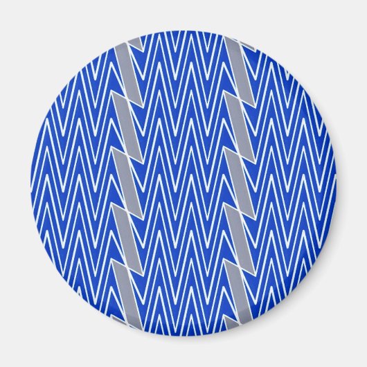 Zickzack blaues und graues Design Magnet (Vorne)