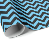 Zickzack blaues und schwarzes Muster Geschenkpapier (Rolleneckpunkt)