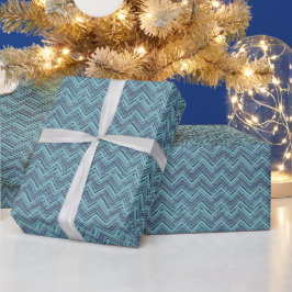 Zickzack Blautöne Geschenkpapier