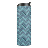 Zickzack Blautöne Thermosbecher (Nach links gedreht)