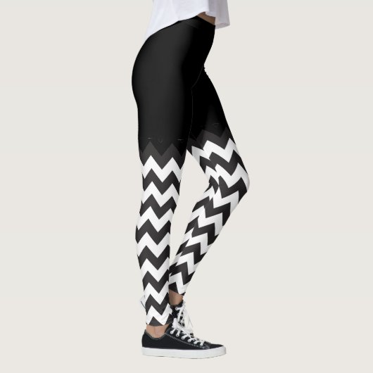 Zickzack Blockierung in Schwarzweiß Leggings (Rechts)