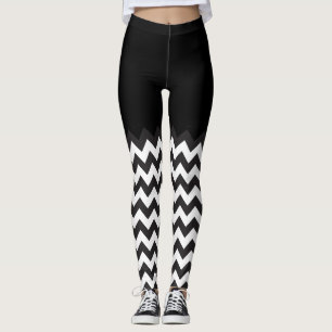 Zickzack Blockierung in Schwarzweiß Leggings