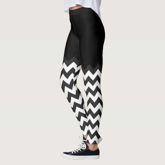Zickzack Blockierung in Schwarzweiß Leggings (Links)