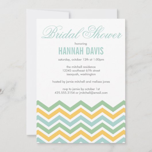 Zickzack Brautdusche Einladung (Vorderseite)