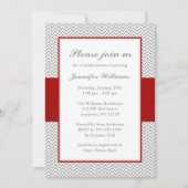 Zickzack Brautparty in Rot und Grau Einladung (Vorderseite)