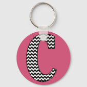 Zickzack C-Monogramm-Button-Schlüsselanhänger Schlüsselanhänger (Vorderseite)