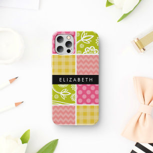 Zickzack, Chevron, Tupfen, Gingham, Ihr Name iPhone 16 Hülle