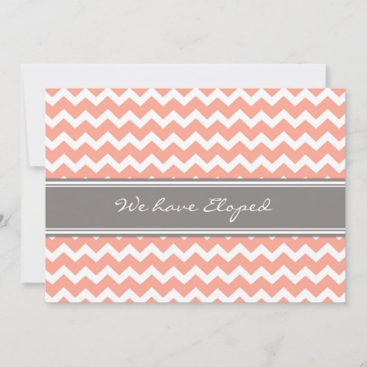 Zickzack Coral Gray Elopement Announctions Cards Ankündigung (Vorderseite)