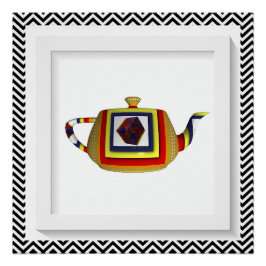Zickzack Cube Yellow Teapot Poster