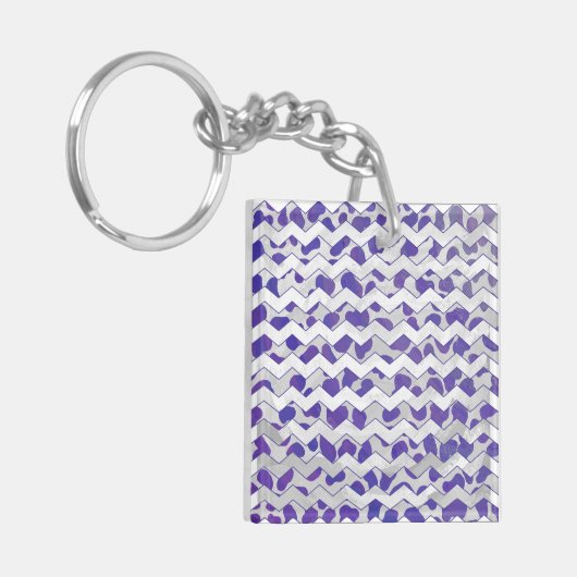 Zickzack Dalmatiner Lila und weiß Schlüsselanhänger (Vorderseite links)