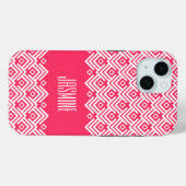 Zickzack Damast-Case-Mate in Rosa und Weiß Case-Mate iPhone Hülle (Rückseite (Horizontal))