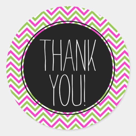 Zickzack Dankeschön, farbig Runder Aufkleber (Vorderseite)
