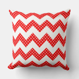 Zickzack dekoratives Kissen mit roten weißen Punkt