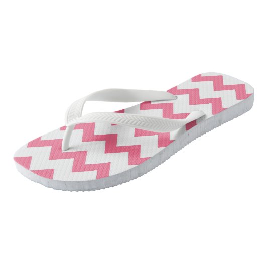 Zickzack Design in rosa und weiß Badesandalen (Schrägansicht)