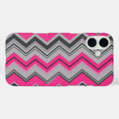 Zickzack Design iPhone Case in Rosa und Grau (Rückseite (Horizontal))