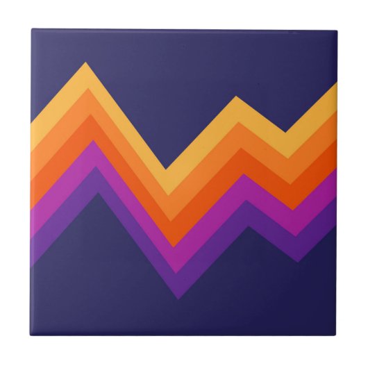 Zickzack-Design lila, orange und gelb Fliese (Vorderseite)