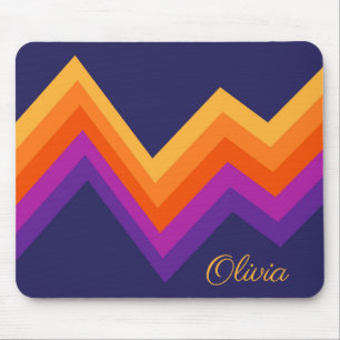 Zickzack-Design lila, orange und gelb Mousepad