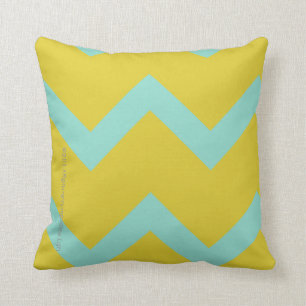 Zickzack Designer-Kissen: Aqua+chartreuse Kissen