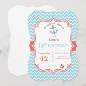 Zickzack Druck Ankergeburtseinladung Einladung (Vorne/Hinten)