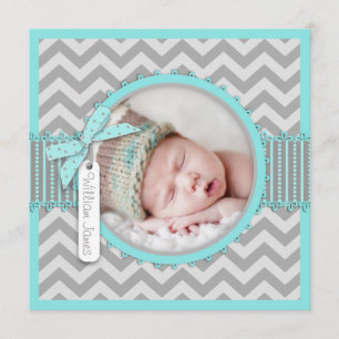 Zickzack Druck-Geburts-Mitteilungs-Foto-Karte Ankündigung