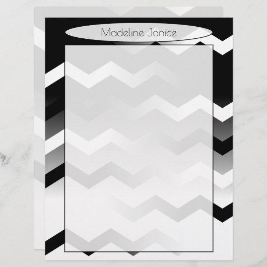 Zickzack Druckgeschosse in Schwarz und Weiß Briefbogen (Vorne/Hinten)