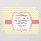Zickzack Einladung Gelb und Rosa (Vorne/Hinten)