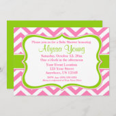 Zickzack Einladung in Rosa grün (Vorne/Hinten)
