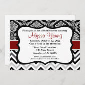 Zickzack Einladung von Black Burgund Red Damask (Vorne/Hinten)