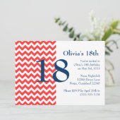 Zickzack Einladung zum Geburtstag von Korallen und (Stehend Vorderseite)