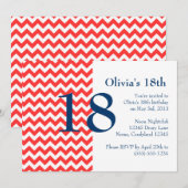 Zickzack Einladung zum Geburtstag von Korallen und (Vorne/Hinten)