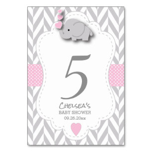Zickzack Elefant in Rosa und Grau Tischnummer