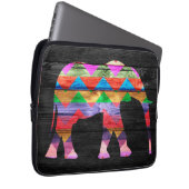 Zickzack Elefant-Muster auf Holz Laptopschutzhülle (Vorne Rechts)