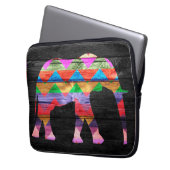 Zickzack Elefant-Muster auf Holz Laptopschutzhülle (Vorderseite Links)