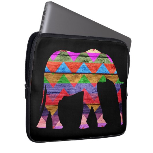 Zickzack Elefant-Muster Laptopschutzhülle (Vorne Rechts)