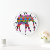 Zickzack Elefantenmuster Große Wanduhr (Zuhause)