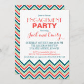 Zickzack Engagement Partei Einladung Koralle und A (Vorne/Hinten)