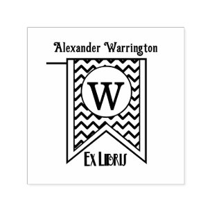 Zickzack Erstbanner Monogram Ex Libris Book Permastempel