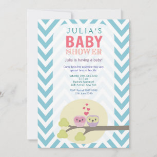 Zickzack Eulen in Tree Baby Dusche laden ein Einladung