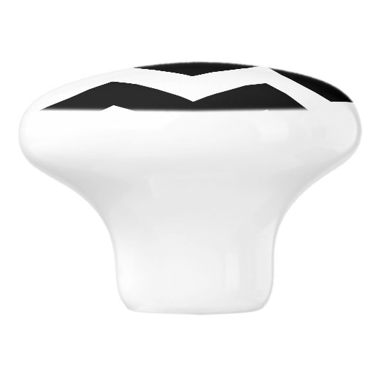 Zickzack Fach-Schwarzweiss-Zug Keramikknauf (Seitenansicht)