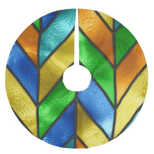 Zickzack Farbglastextur Polyester Weihnachtsbaumdecke (Vorderseite)