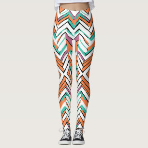 Zickzack Farbherringbone-Muster Leggings