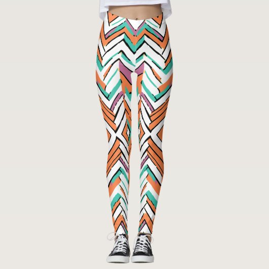 Zickzack Farbherringbone-Muster Leggings (Vorderseite)