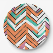 Zickzack Farbherringbone-Muster Pappteller (Vorderseite)