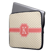 Zickzack Farbmuster - Rotes Monogramm Laptopschutzhülle (Vorderseite Links)