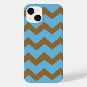 Zickzack, feines blaubraunes Muster Case-Mate iPhone 14 Hülle