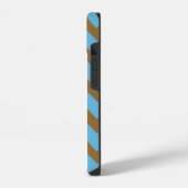 Zickzack, feines blaubraunes Muster iPhone Hülle (Linke Seite)