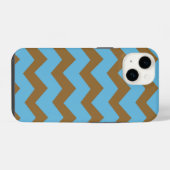 Zickzack, feines blaubraunes Muster iPhone Hülle (Rückseite (Horizontal))