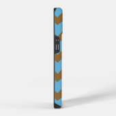 Zickzack, feines blaubraunes Muster iPhone Hülle (Rechte Seite)