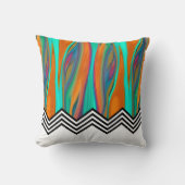 Zickzack Flamme| Orangenviolett, Schwarz-weiß Kissen (Vorderseite)